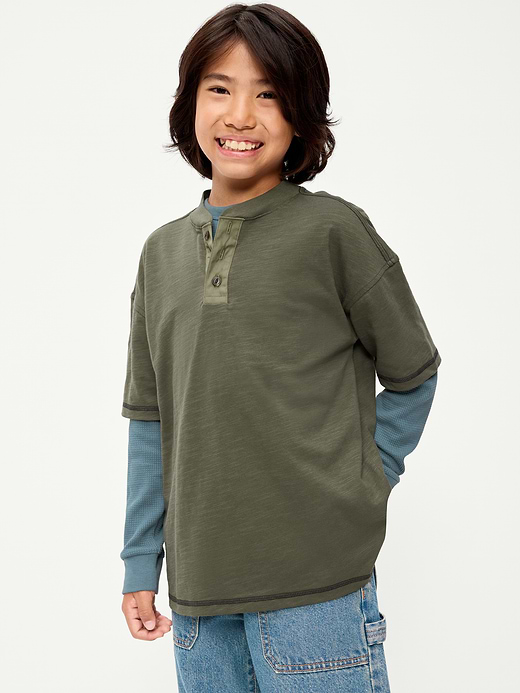 Old Navy Oversized Short-Sleeve Henley T-Shirt for Boys — photo 1
