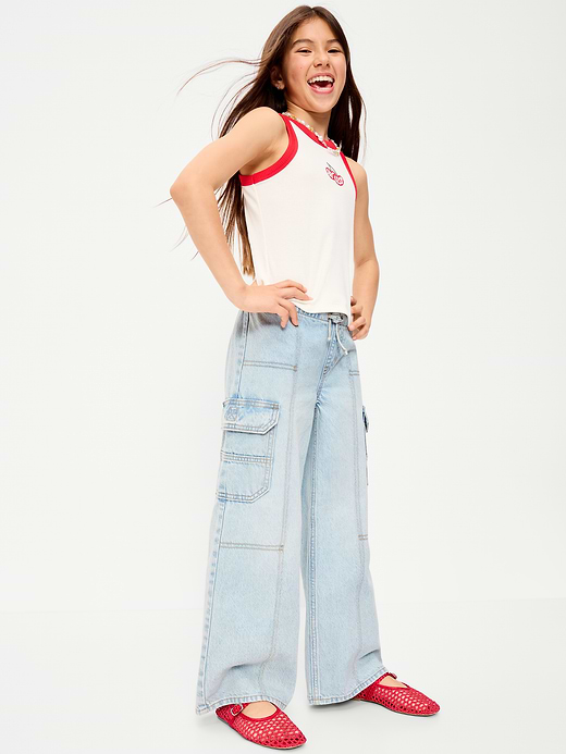 Old Navy Pull-On Low-Rise Super Baggy Wide-Leg Cargo Jeans for Girls — photo 4