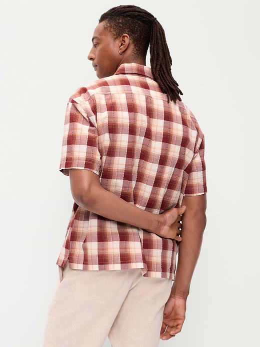 Old Navy Loose Fit Textured Plaid Pocket Shirt — photo 3