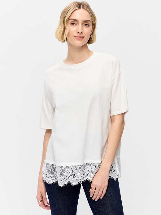 Old Navy Oversized Lace Hem T-Shirt — photo 1