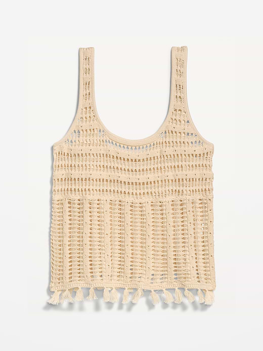 Old Navy Open-Weave Seaside Cotton Fringe Tank Top — photo 5