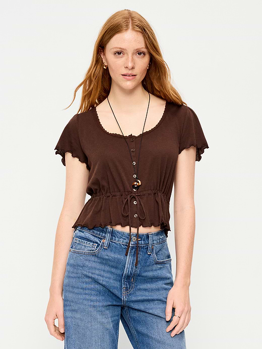Old Navy Lace-Trim Button-Down Top — photo 4