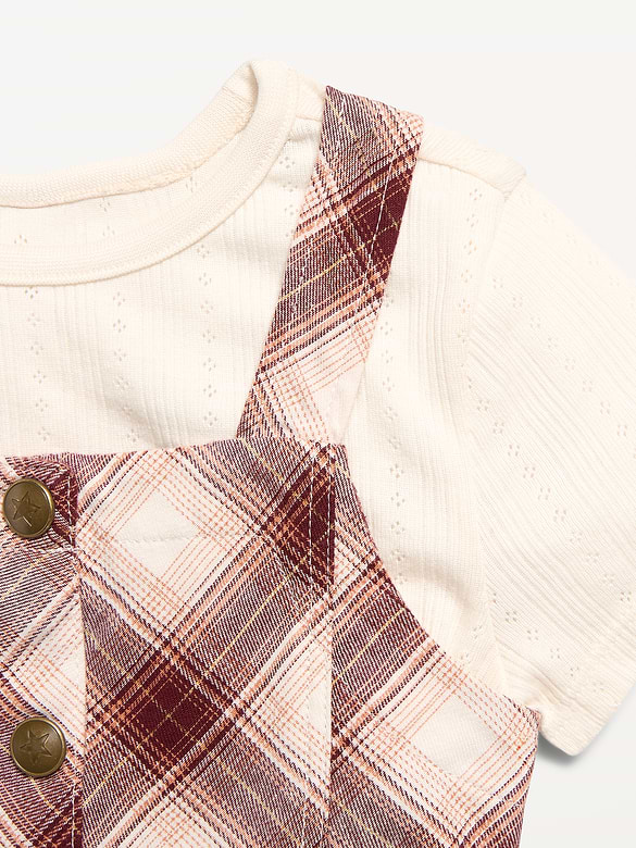Old Navy Sleeveless Plaid Denim Dress and T-Shirt Set for Toddler Girls — photo 4