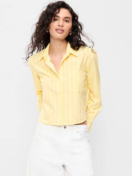 Old Navy Cropped Button-Down Striped Shirt — photo 1