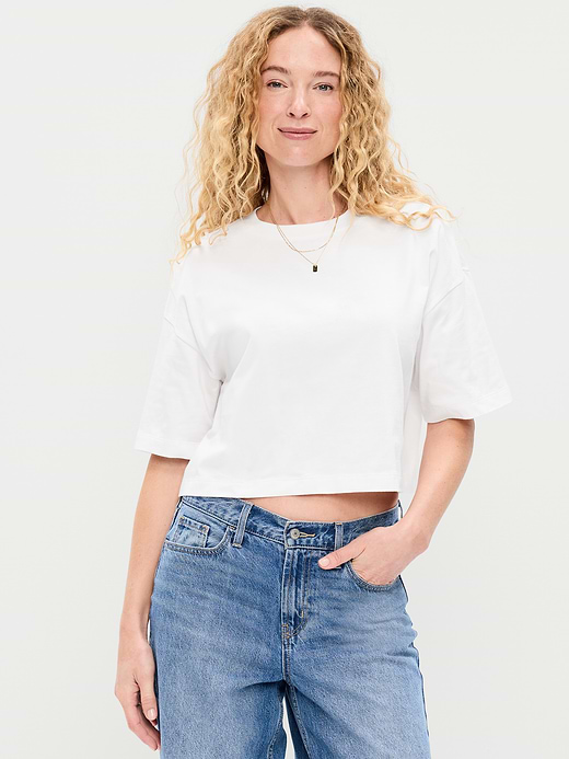 Old Navy Vintage Crew-Neck Oversized Crop T-Shirt — photo 1