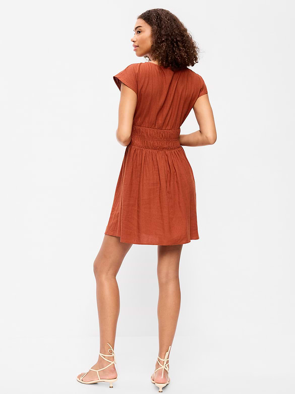 Old Navy Smocked-Bodice Fit & Flare Mini Dress — photo 3
