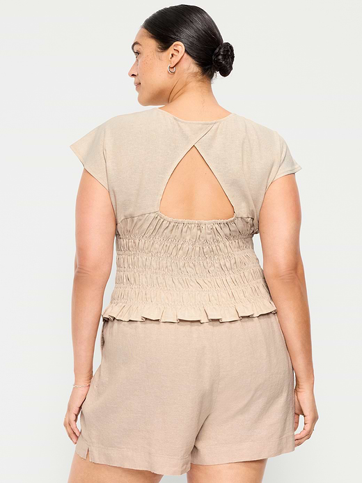 Old Navy Linen-Blend Short-Sleeve Smocked Top — photo 9