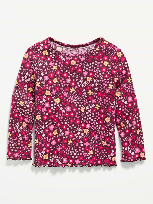 Old Navy Printed Fitted Long-Sleeve Ribbed T-Shirt for Toddler Girls — photo 1