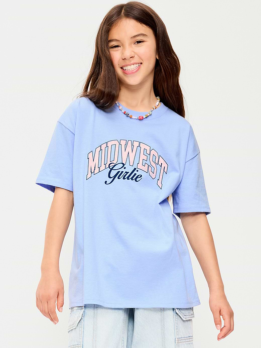 Old Navy Oversized Short-Sleeve Graphic Tunic T-Shirt for Girls — photo 1