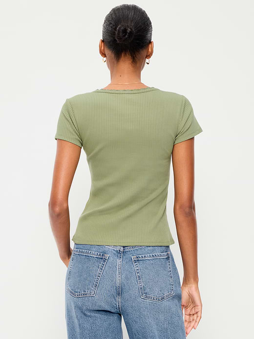Old Navy Lace-Trim Sweetheart-Neck Ribbed Top — photo 3