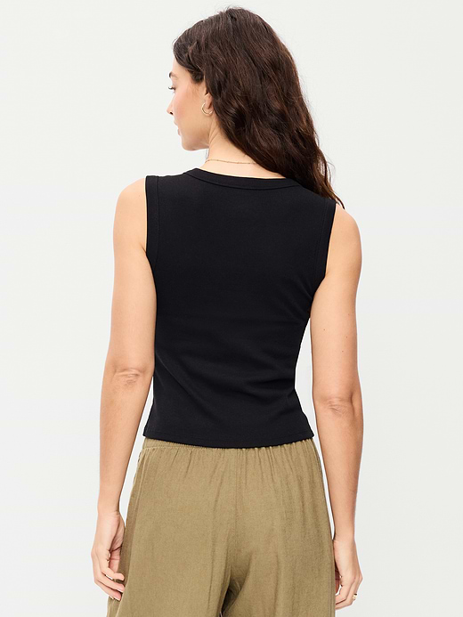 Old Navy Snug Crop V-Neck Ribbed Tank Top — photo 3