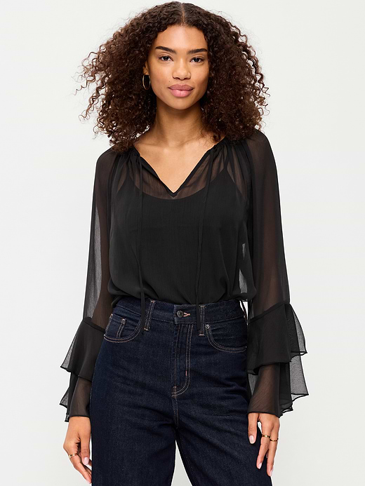 Old Navy Sheer Chiffon Bell-Sleeve Top — photo 1