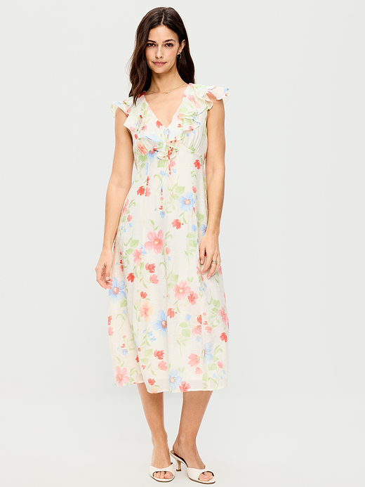 Old Navy Ruffle-Sleeve Fit & Flare Midi Dress — photo 1