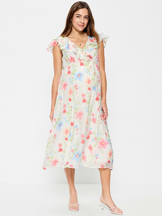 Old Navy Maternity Ruffle-Sleeve Midi Dress — photo 1