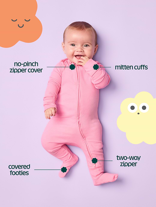 Old Navy Ribbed 2-Way-Zip Sleep & Play Footed One-Piece for Baby — photo 3