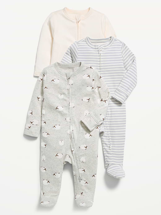Old Navy Unisex 3-Pack Sleep & Play 2-Way-Zip Footed One-Piece for Baby — photo 1