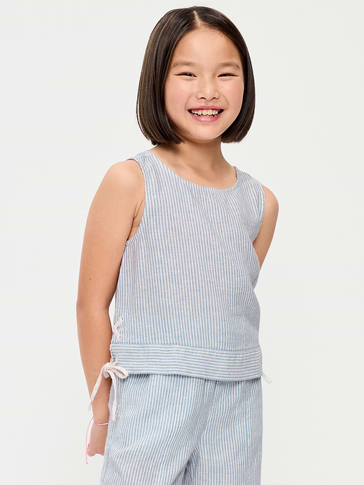 Old Navy Sleeveless Lace-Trim Chambray Top for Girls — photo 1