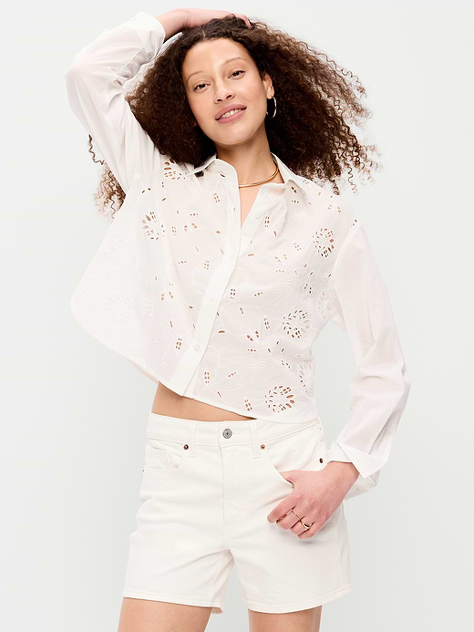 Old Navy Cropped Button-Down Striped Shirt — photo 1