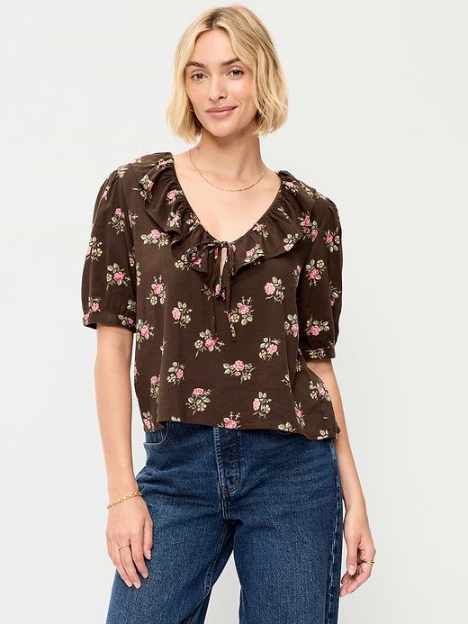 Old Navy Ruffle Collar Tie-Front Top — photo 1