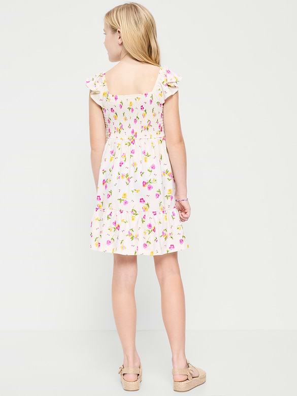 Old Navy Printed Smocked Fit and Flare Dress for Girls — photo 3