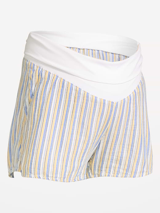 Old Navy Maternity Foldover-Waist Relaxed Pull-On Crinkle Gauze Shorts — photo 5