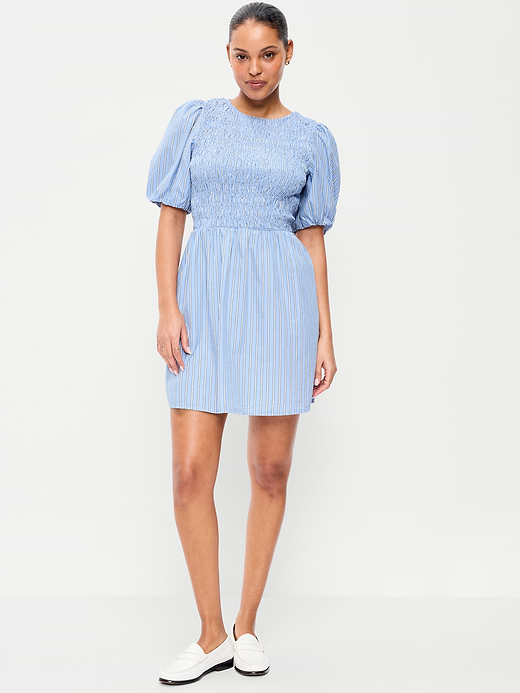 Old Navy Smocked Puff-Sleeve Flare Mini Dress
