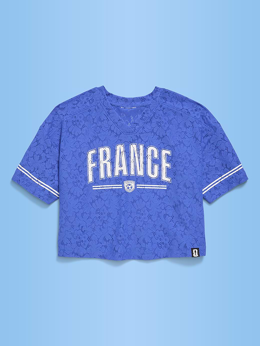 Old Navy FIFA World Cup 26™ Germany Boxy Lace V-Neck T-Shirt for Girls — photo 1