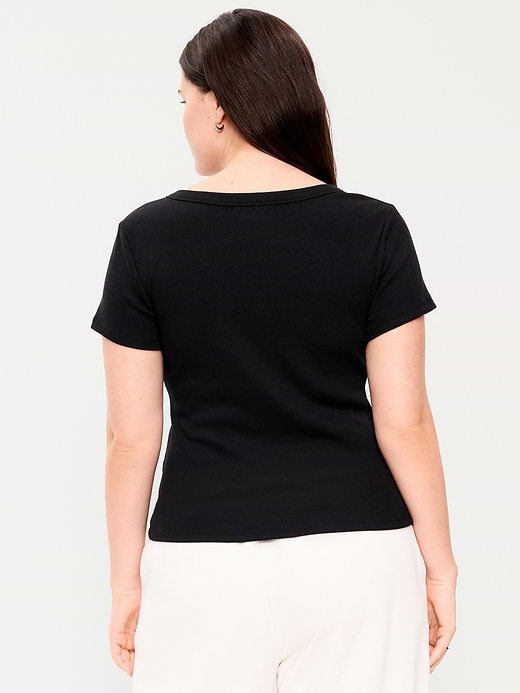 Old Navy Snug Crop V-Neck Ribbed T-Shirt — photo 7