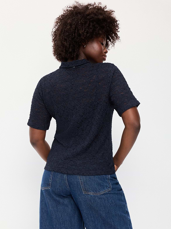 Old Navy Lace Keyhole Polo Top — photo 8