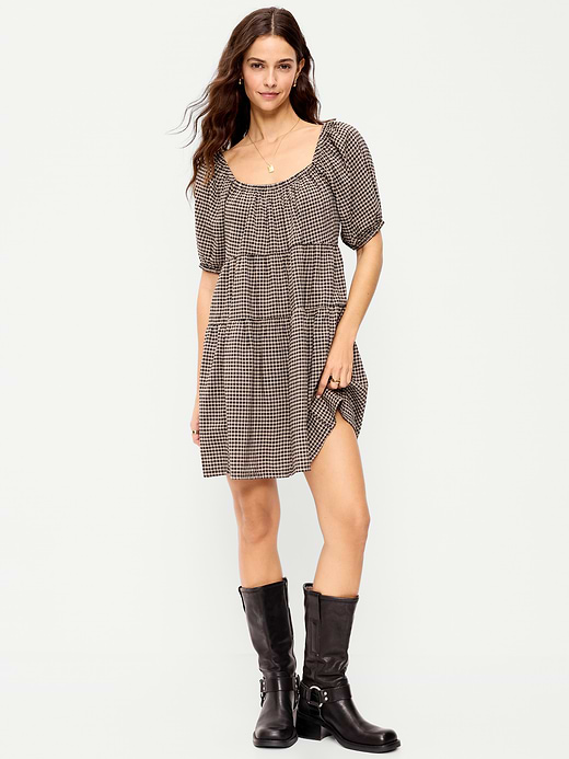 Old Navy Puff-Sleeve Smocked Mini Swing Dress — photo 1