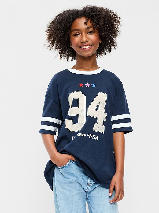 Old Navy Oversized Short-Sleeve Graphic Tunic T-Shirt for Girls — photo 1