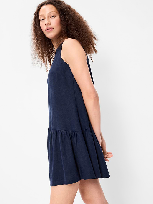 Old Navy One-Shoulder Asymmetrical Linen-Blend Mini Dress — photo 4