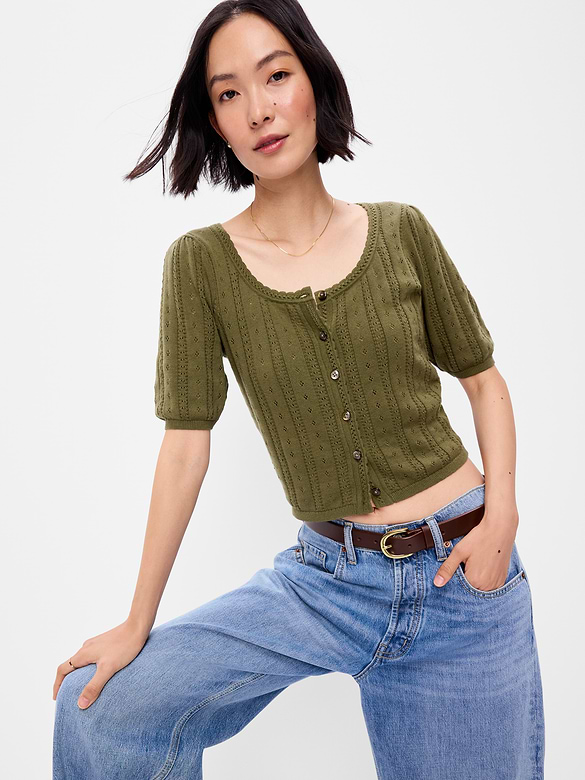 Old Navy Seaside Cotton Short-Sleeve Button-Down Sweater — photo 4