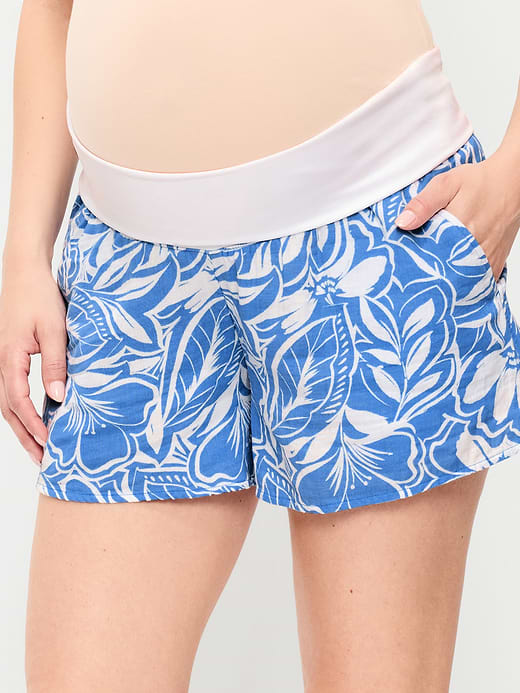 Old Navy Maternity Foldover-Waist Relaxed Pull-On Crinkle Gauze Shorts — photo 6