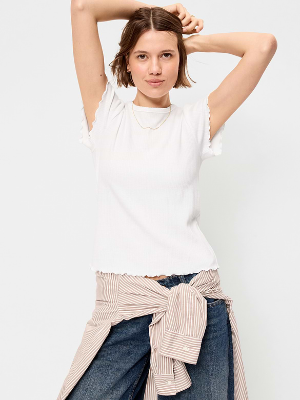 Old Navy Lettuce-Edge Pointelle Top — photo 4