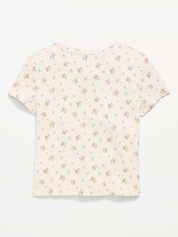 Old Navy Fitted Short-Sleeve Ribbed Button-Front Top for Girls — photo 3