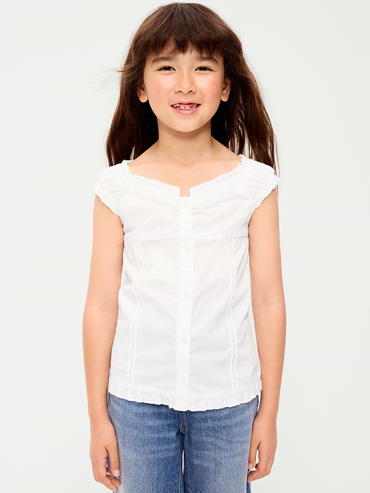 Old Navy Short-Sleeve Sweetheart-Neck Button-Front Top for Girls — photo 1