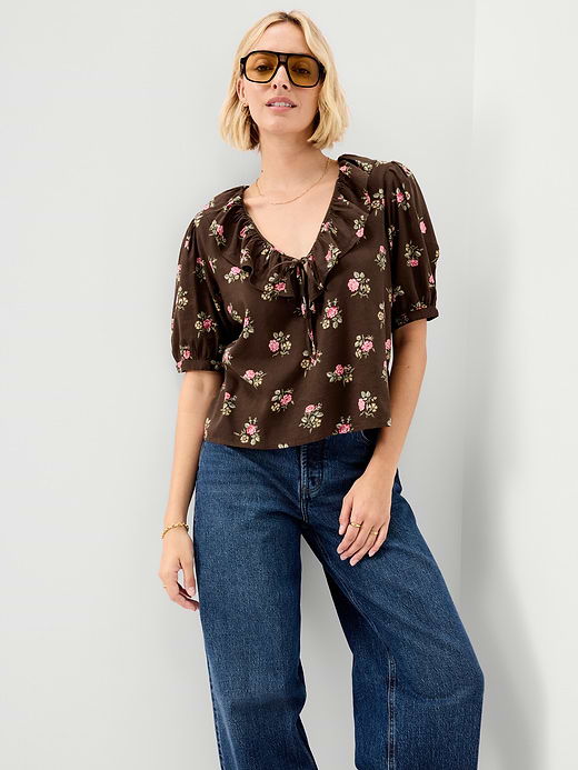 Old Navy Ruffle Collar Tie-Front Top — photo 4