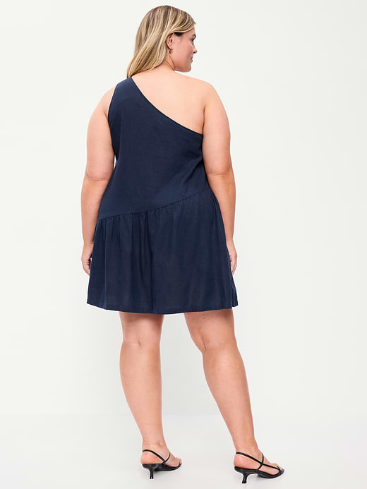 Old Navy One-Shoulder Asymmetrical Linen-Blend Mini Dress — photo 10