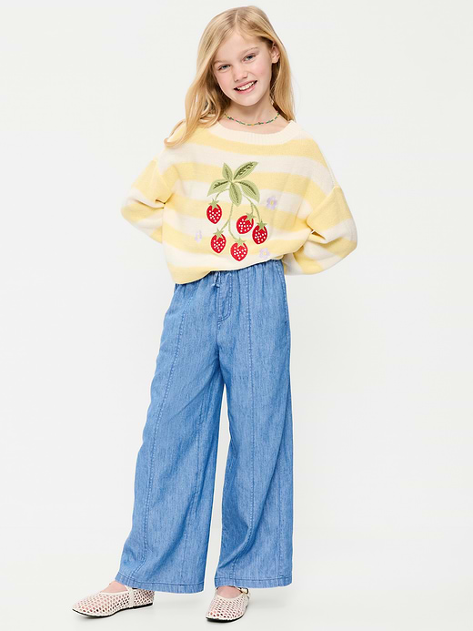 Old Navy Striped Linen-Blend Wide-Leg Pants for Girls — photo 6