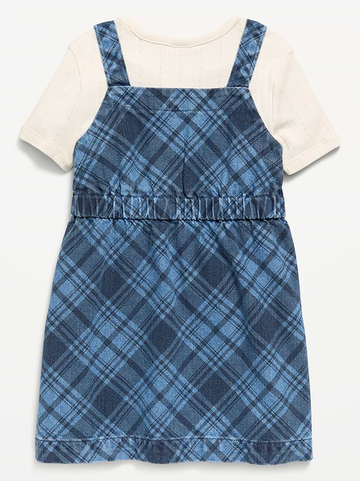 Old Navy Sleeveless Plaid Denim Dress and T-Shirt Set for Toddler Girls — photo 4