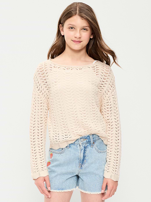 Old Navy Long-Sleeve Pointelle Knit Sweater for Girls — photo 1