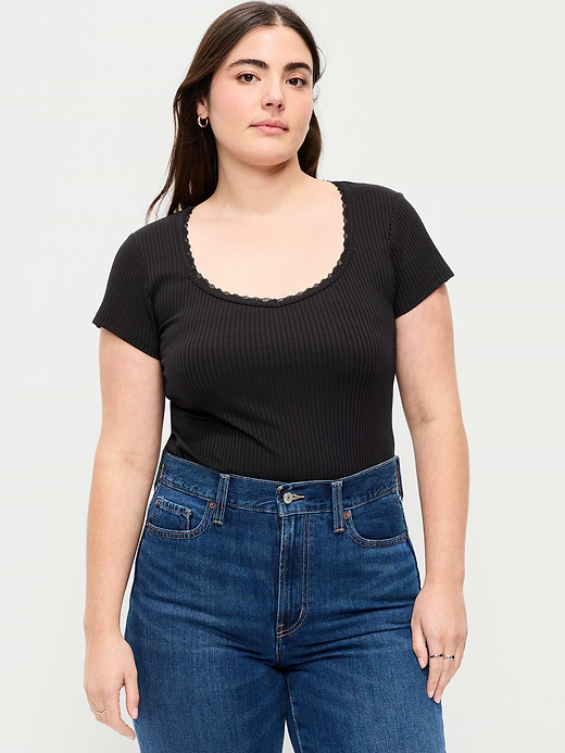 Old Navy Lace-Trim Sweetheart-Neck Ribbed Top — photo 7
