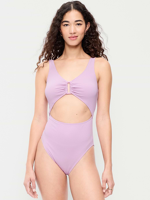 Old Navy Textured One-Piece Cut-Out Swimsuit