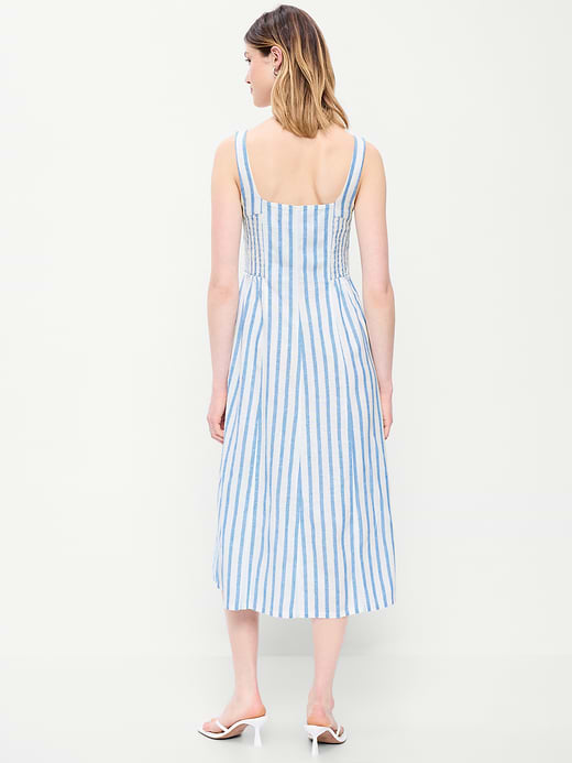 Old Navy Fit & Flare Sleeveless Linen-Blend Midi Dress — photo 3