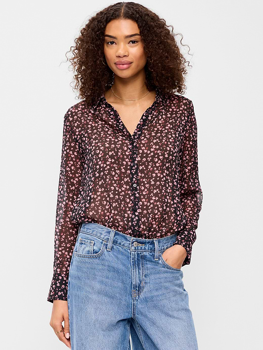 Old Navy Chiffon Sheer Button-Down Shirt — photo 1