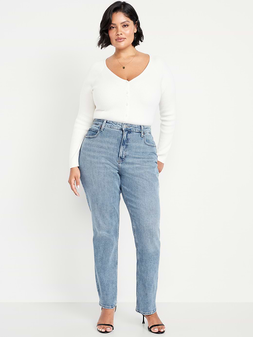 Old Navy Curvy Extra High-Waisted Straight Jeans — photo 7