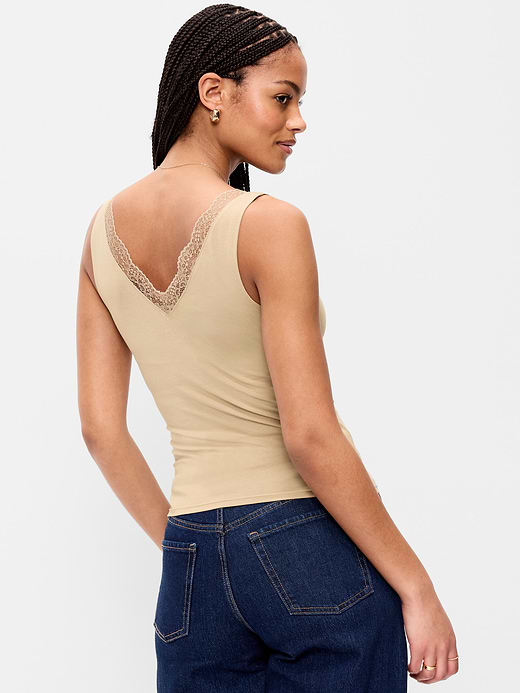 Old Navy Sleeveless Lace-Trim V-Neck Top — photo 3
