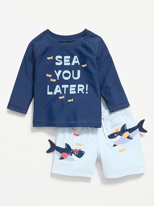 Old Navy Long-Sleeve Rashguard Swim Top and Trunks Set for Baby — photo 1