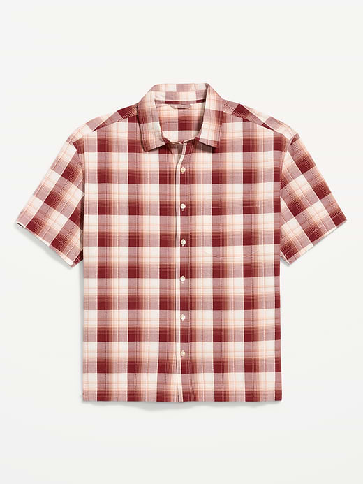 Old Navy Loose Fit Textured Plaid Pocket Shirt — photo 5